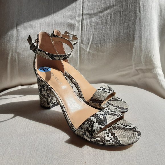 Nine West Block Heel Snakeskin Sandals | New! 7.5 - Picture 4 of 14